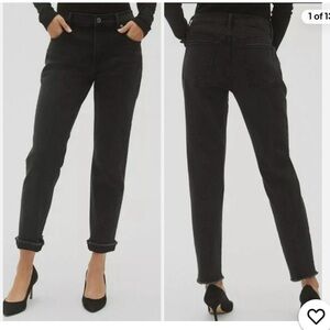 GAP Girlfriend Mid Rise Washed Black Stretch Jeans Size 26 / 2R